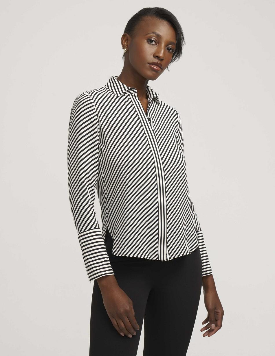 Meilleures ventes Anne Klein Stripe Blouse With Slit Cuffs   | VYQ-4896655